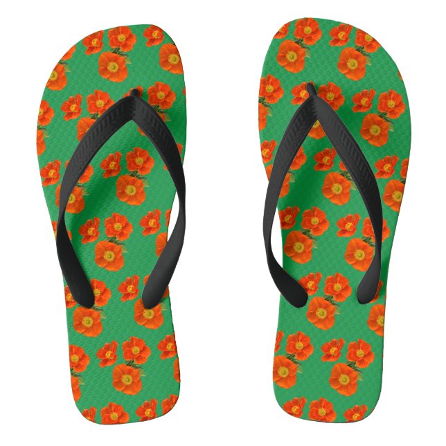 Chanclas Flores de amapola naranja Flip Flops (Plantilla)