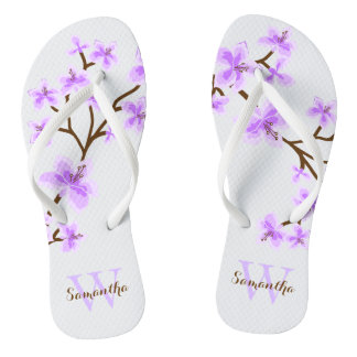 Chanclas Flores de cerezo de lavanda Monogramado