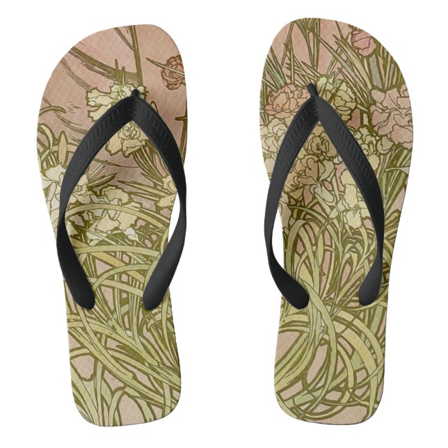 Chanclas Flores de clavel floral Art Nouveau Alfonse Mucha (Plantilla)