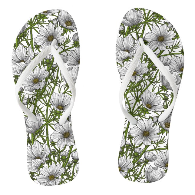 Chanclas Flores de cosmos blancos (Plantilla)