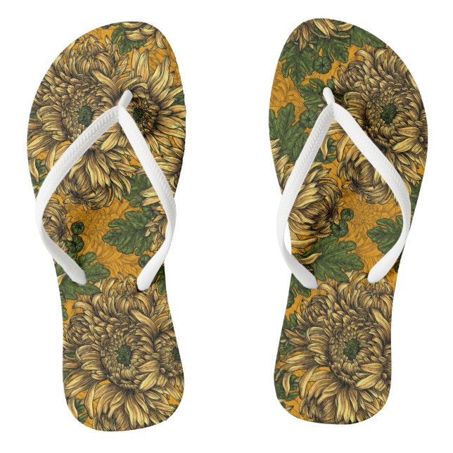 Chanclas Flores de crisantemo amarillo (Plantilla)
