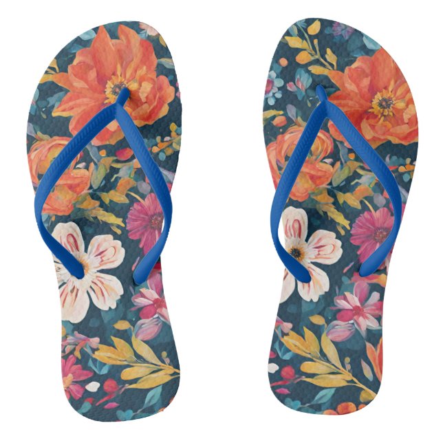 Chanclas Flores de esperanza: Vibrante arte gráfico floral (Plantilla)