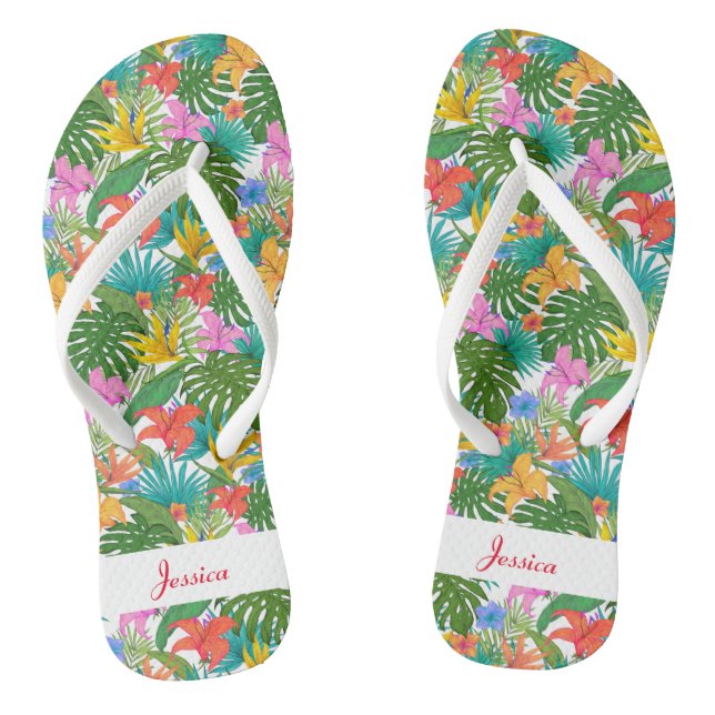 Chanclas Flores de flor floral personalizado con flores de  (Plantilla)