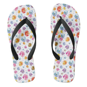 Chanclas Flores de flores pansy florales divertidas colorid