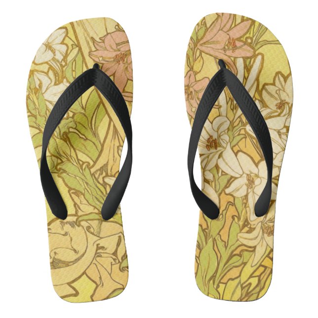 Chanclas flores de lirio Art Nouveau de Alfonse Mucha (Plantilla)