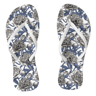 Chanclas Flores de peón blanco