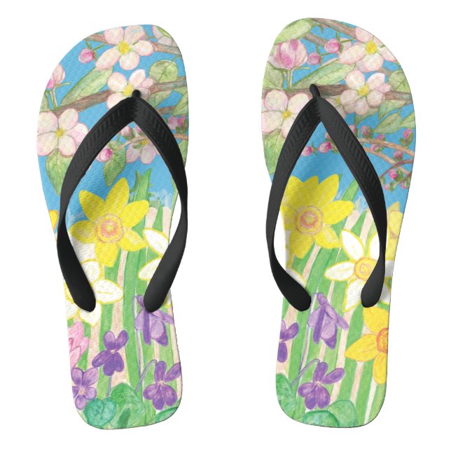 Chanclas Flores de primavera vívidas que despiertan alegría (Plantilla)