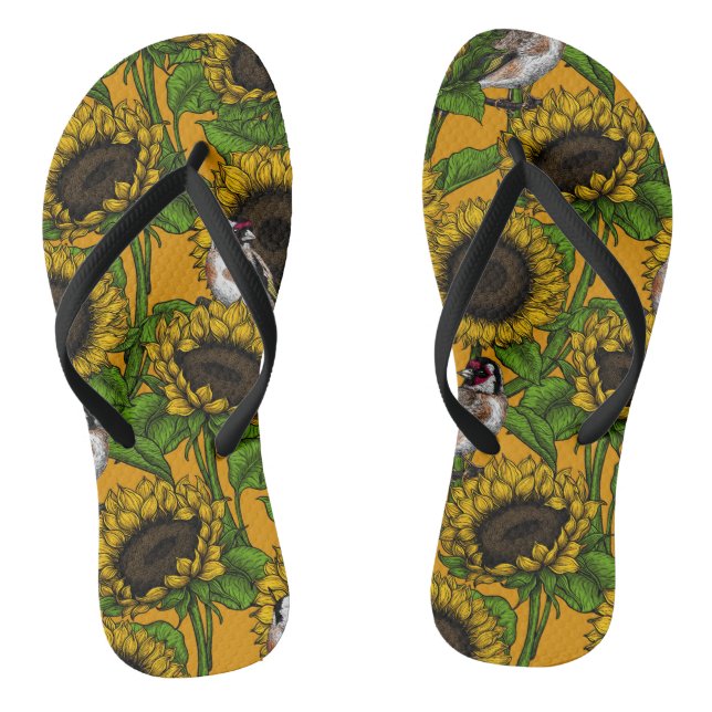 Chanclas Flores de sol y ataúdes en naranja (Plantilla)