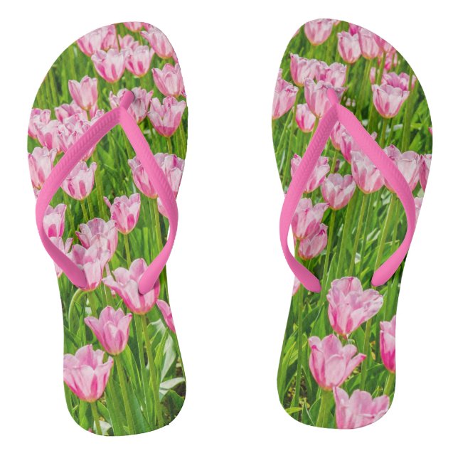 Chanclas Flores de tulipano rosa (Plantilla)