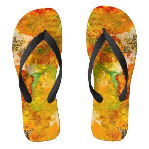 Chanclas Flores de verano Naranja amarillo dorado