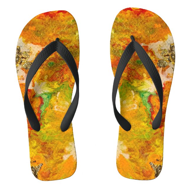 Chanclas Flores de verano Naranja amarillo dorado (Plantilla)