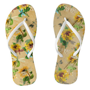 Chanclas Flores de vintage y libélulas
