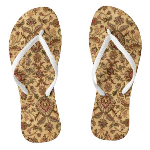 Chanclas Flores doradas arabesco tapicería oriental
