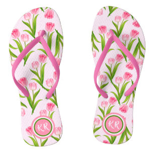 Chanclas Flores florales de tulipanes rosados bonitos Salen