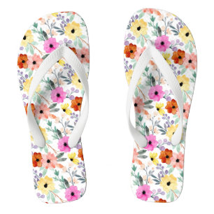 Chanclas Flores florales rosadas, rojas, amarillas para muj