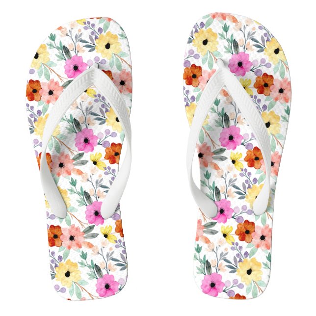 Chanclas Flores florales rosadas, rojas, amarillas para muj (Plantilla)