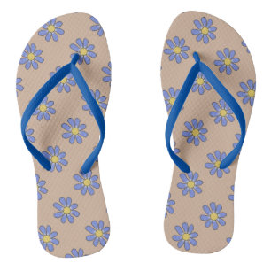 Chanclas Flores gráficas azules románticas en cualquier col