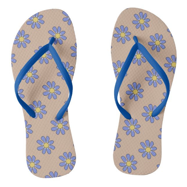 Chanclas Flores gráficas románticas azules en cualquier col (Plantilla)