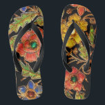 Chanclas Flores moldeadas coloridas en el terciopelo<br><div class="desc">Esta imagen moldeada colorida de las flores fue juntada de un bolso antiguo moldeado del terciopelo.</div>