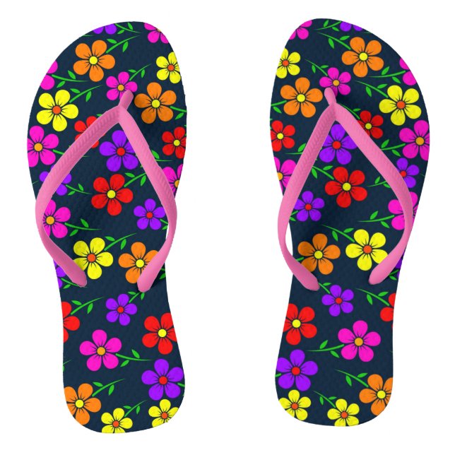 Chanclas Flores Multicolores Patrón Floral (Plantilla)