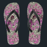 Chanclas FLORES, PÁCOCOS Y DRAGONES, Blanco BLack Rosa<br><div class="desc">Diseño floral colorido,  elegante y clásico con giros,  pavo real,  figuras de pájaro y dragón con colores violeta rosa y blanco fucsia negro elaborado a partir de tela textil vintage</div>