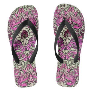 Chanclas FLORES, PÁCOCOS Y DRAGONES, Blanco BLack Rosa