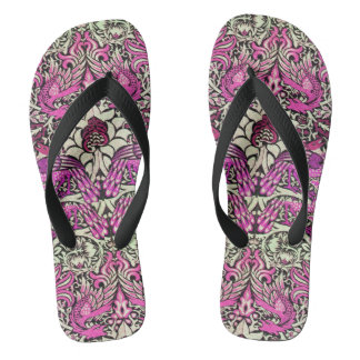 Chanclas FLORES, PÁCOCOS Y DRAGONES, Blanco BLack Rosa
