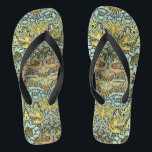 Chanclas FLORES, PÁQUINAS Y DRAGONES, Blanco Negro Amarillo<br><div class="desc">Diseño floral colorido,  elegante y clásico con remolinos,  pavo real,  figuras de pájaro y dragón en tonos amarillos y blancos negros,  se elaboran con tela textil vintage.</div>