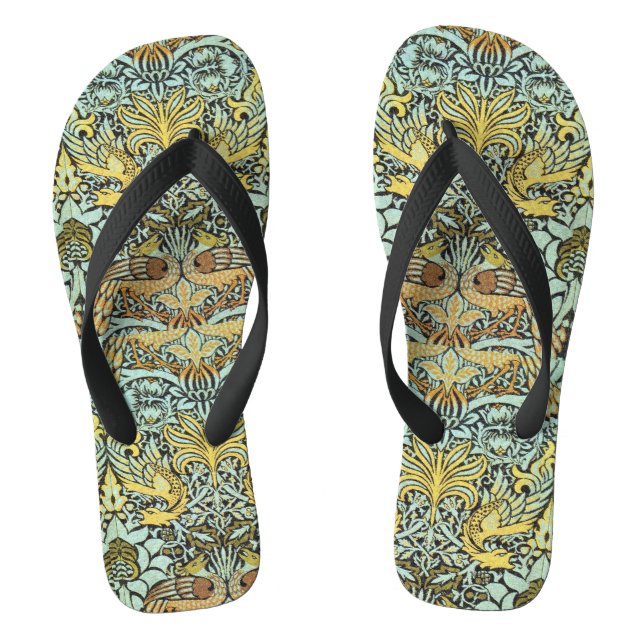 Chanclas FLORES, PÁQUINAS Y DRAGONES, Blanco Negro Amarillo (Plantilla)