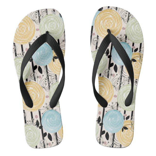 Chanclas Flores retro, abstractas (Plantilla)