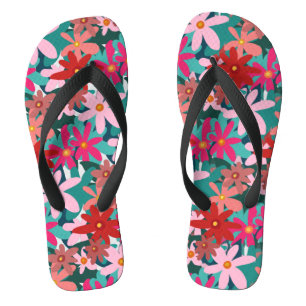 CHANCLAS FLORES ROJOS