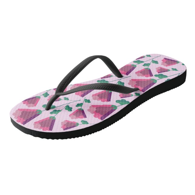 Chanclas Flores Rosadas Geométricas Abstractas (Angular)