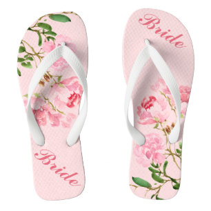 Chanclas Flores rosadas hojas verdes marea de color de agua