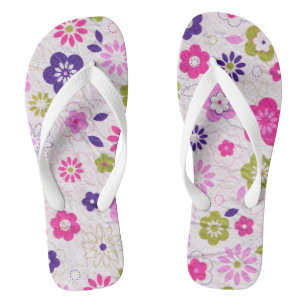 Chanclas Flores rosadas y púrpuras