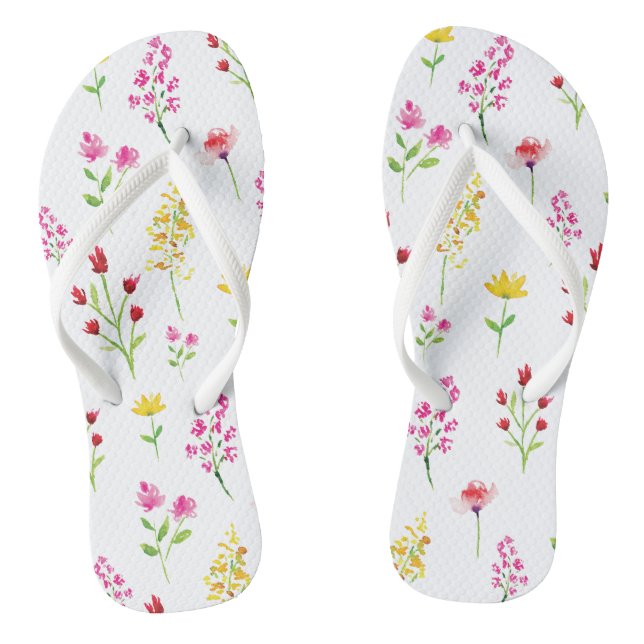 Chanclas Flores silvestres acuarela Floral elegante (Plantilla)