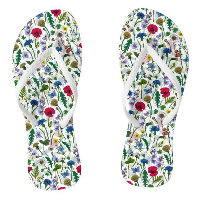 Chanclas Flores silvestres en blanco roto (Plantilla)