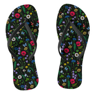 Chanclas Flores silvestres en negro