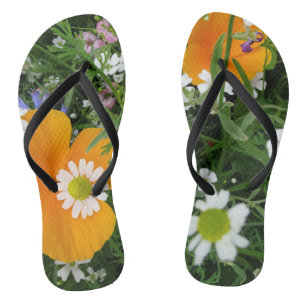 Chanclas Flores silvestres: Flip Flops rosa blanco Naranja