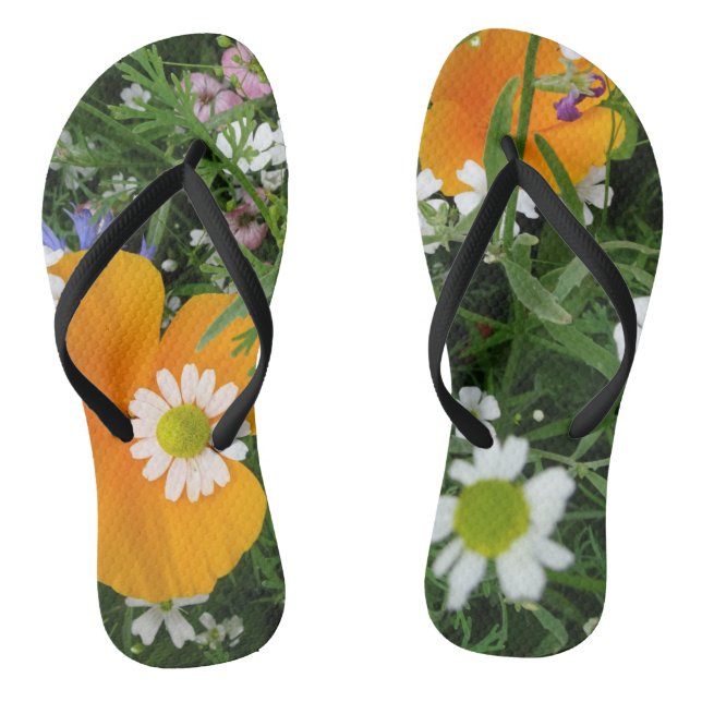 Chanclas Flores silvestres: Flip Flops rosa blanco Naranja (Plantilla)