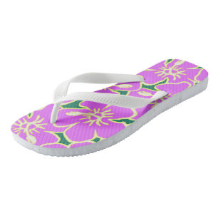 Chanclas Flores tropicales rosas hawaianas Hibiscus Luau