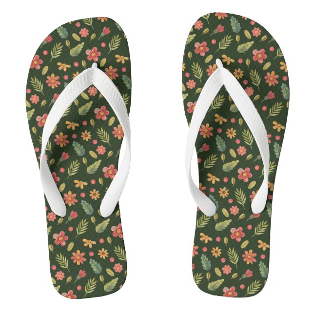 Chanclas Flores y hojas caprichosas del bosque (Plantilla)