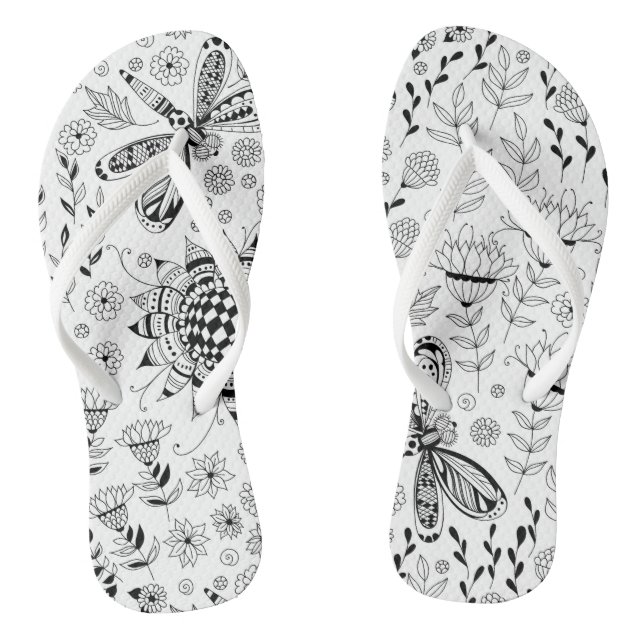 Chanclas Flores y libélulas (Plantilla)