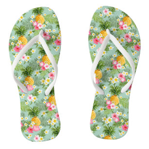 Chanclas Flores y piñas tropicales