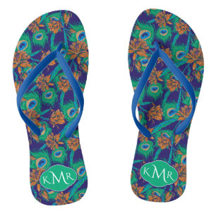 Chanclas Flores Y Plumas  Monograma