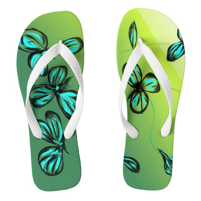 Chanclas Flúmen retro floral verde azul (Plantilla)