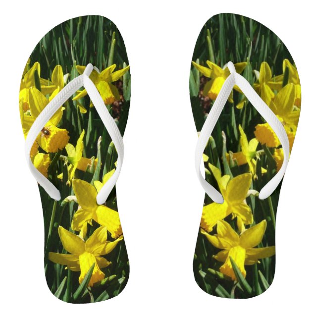 Chanclas Focos amarillos y flores de primavera alegres (Plantilla)