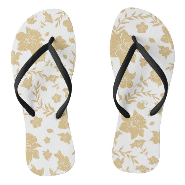 Chanclas Fondo Blanco Con Acentos De Oro Flip Flops (Plantilla)