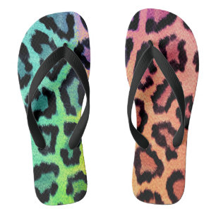 Chanclas fondo de arcoíris de leopardo