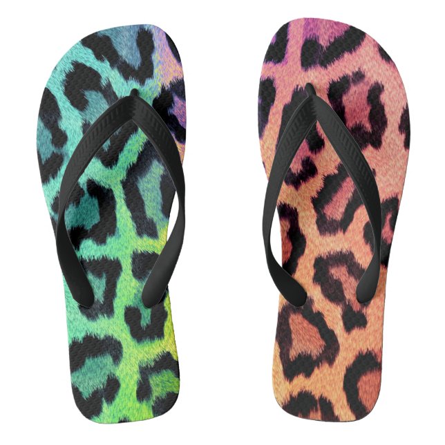 Chanclas fondo de arcoíris de leopardo (Plantilla)