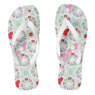 Chanclas fondo de búho de flores pastel